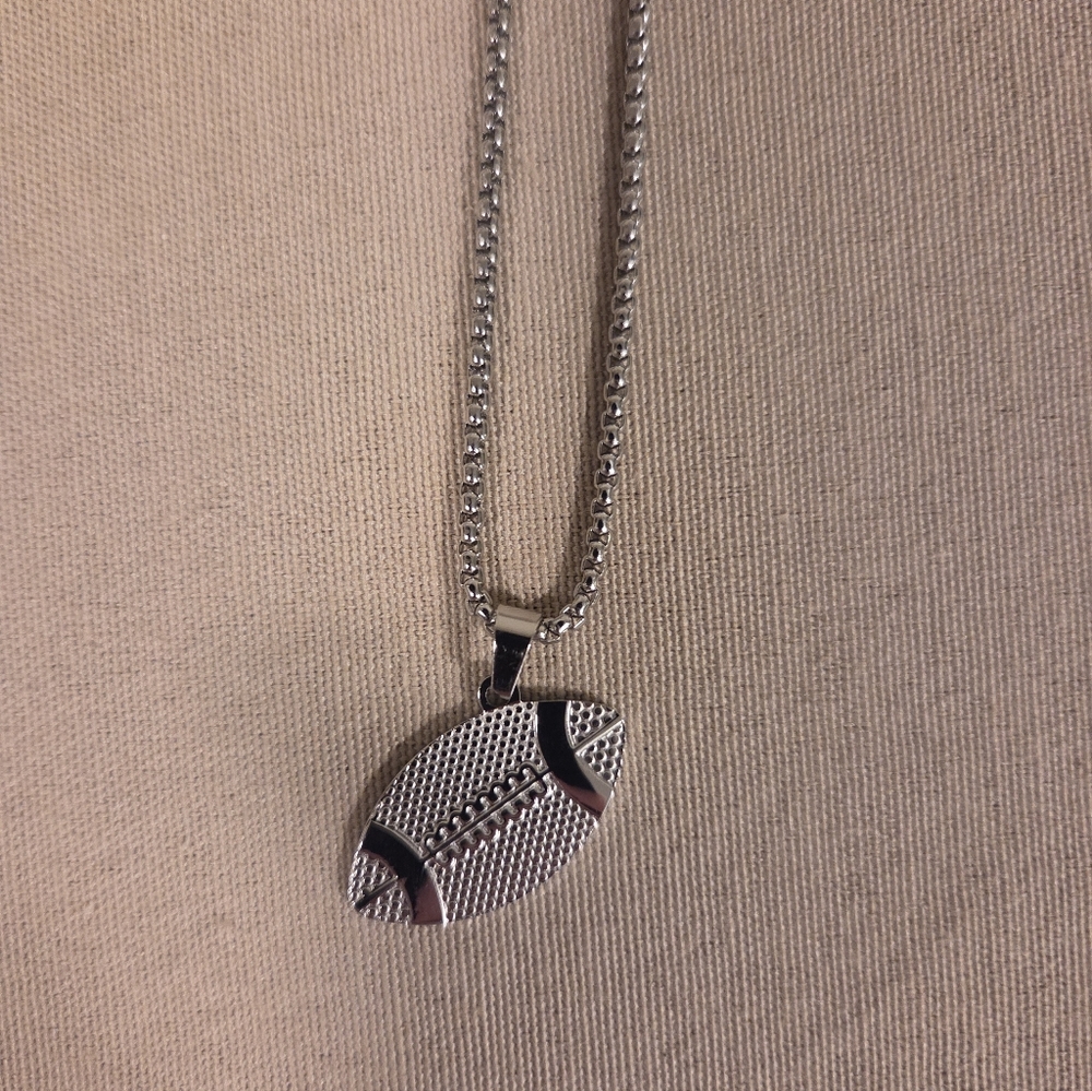 STAINLESS STEEL FOOTBALL NECKLACE